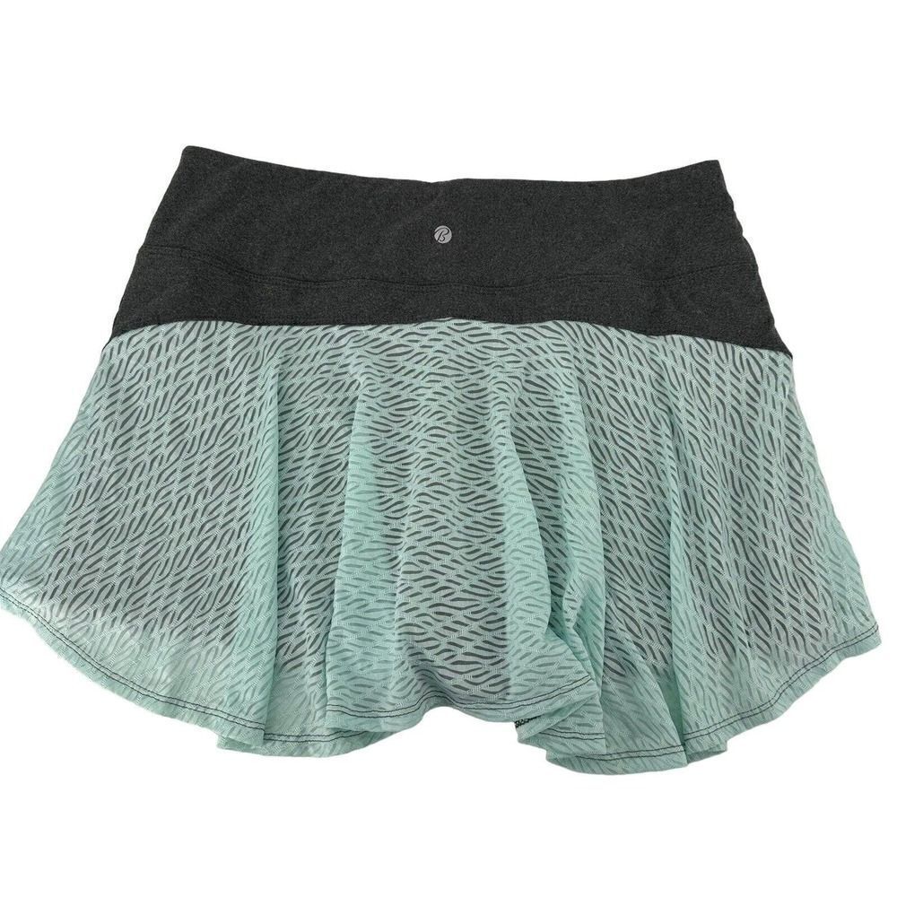 Bally Athletic Skort Womens Size XL Gray Aqua Blue Ruffle Vented Active Tennis